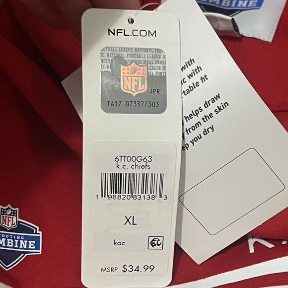 KANSAS CITY CHIEFS Combine Short Sleeve Hoodie Size XL Red NEW Football Sports - Picture 5 of 8
